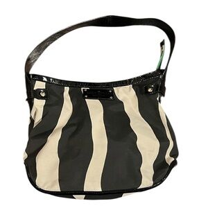 Kate Spade Vintage Zebra Stripe Hobo Shoulder Bag in black, cream & green